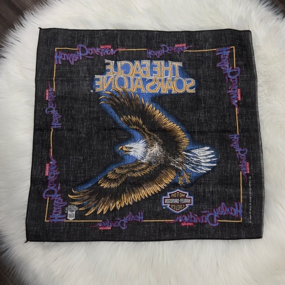 Vintage Harley Davidson Bandana The Eagle Soars Alone - Picture 2 of 3